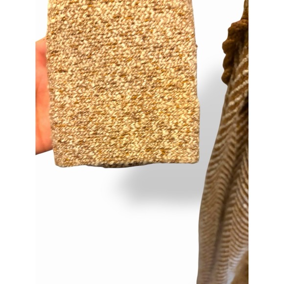 Vintage Dalton Quiet Luxury Maxi Dress Womens Size 10 Tan Herringbone Fringe 70s - Picture 5 of 15